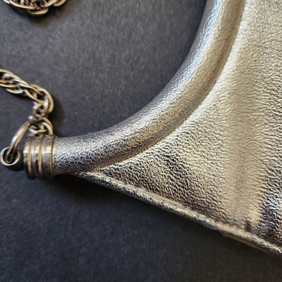 70s Vintage Silver Metallic Lamé Purse Bag Mod Disco - Picture 3 of 15